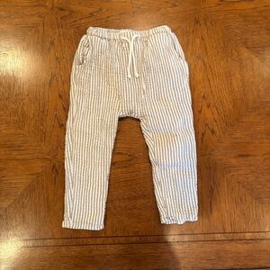 Rylee + Cru Cream and White Striped Joggers